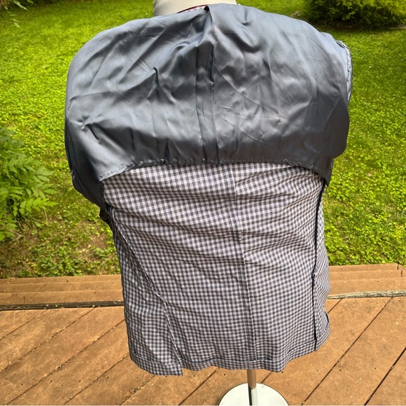 Isaia Blazer 42L Blue Check Qtr Lined Wool Dual Vent Lightweight 3-roll-2 Saks - Picture 7 of 8